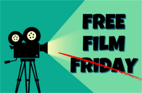 Movie camera showing Free Films Everyday message