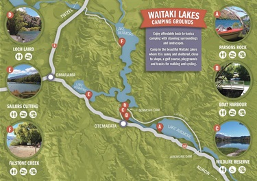 Waitaki Lakes Campgrounds map